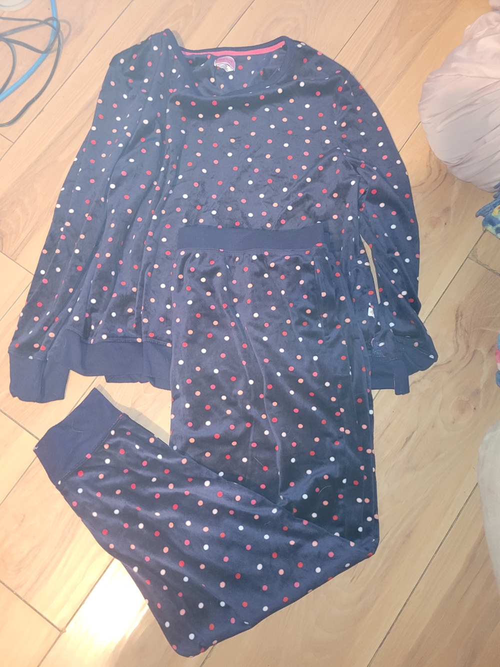 kate spade Navy Polka Dot Pajama Set with Multicolored Dots